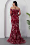 Crew Neck Sequin Detailed Tulle Dress 6087 - 7