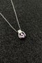 Amethyst Color Heart Holding Hand Pendant, Steel Chain Glass Stone Pendant - 8