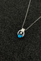 Ocean Blue Crystal Heart Pendant with Hand Figured Steel Chain - 7
