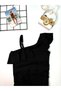 Girl's Stylish Swimsuit with Ruffle Details, Transparent Pieces, Adjustable Straps, Black - 2