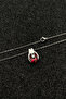 Ruby Red Heart Holding Hand Pendant, Steel Chain Glass Stone Pendant - 6
