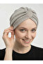 Cross Patterned Foil Lined Grey-Gold Ready-To-Wear Turban Hijab Cap Suitable for Medical Use - 2