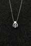 Amethyst Color Heart Holding Hand Pendant, Steel Chain Glass Stone Pendant - 2
