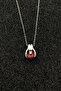 Ruby Red Heart Holding Hand Pendant, Steel Chain Glass Stone Pendant - 2