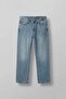 Men's Baggy Fit Washed Jean Trousers Blue