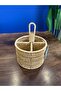Wicker Rattan 4-Compartment Organizer Spoon Holder with Handle Spoon Organizer - 3