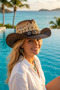 Women's Straw Cowboy Hat – Western Style with Knitted Detail, Breathable Summer Hat