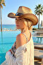Unisex Dual Color Straw Cowboy Hat – Western Style with Leather Band, Breathable Summer Hat - 2