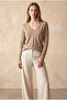 Beige V-Neck Long Sleeve Women's Blouse Viola - 3