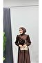 Draped Front Hijab Evening Dress with Stone Detail - 6