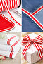10-meter-wide ribbon with a 1-cm-wide white center and red stripes, suitable for decoration and packaging - 2