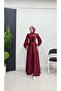 Draped Front Hijab Evening Dress with Stone Detail
