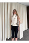 Beige Adjustable Belted Buttoned Blouse - 70265 - 5