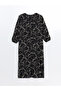 Original Oval Collar Patterned Women's Dress - 5