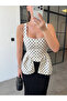 Beige Square Neck Polka Dot Blouse - 5081 - 2