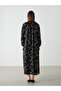 Original Oval Collar Patterned Women's Dress - 4