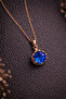 Women's Natural Blue Sapphire Stone Round Pure Copper Chain Anti-Allergic Necklace - 6