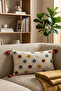Colorful Dot Punch Embroidered Buldan Work Cotton Tassel Throw Pillow Cover 35X55 cm - 7
