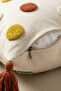 Colorful Dot Punch Embroidered Buldan Work Cotton Tassel Throw Pillow Cover 35X55 cm - 3