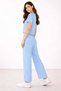 Women's Waffle Textured Casual Set – Short Sleeve Top & Wide Leg Pants Comfortable Home Wear / Casual Combination - 2
