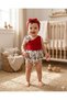 Kokina Flower Patterned One Shoulder Camisole 100% Cotton Baby Girl Romper and XL Bandana Set