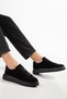 Men's Black Suede Vegan Leather Casual Men's Shoes with Black Soles