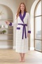 Women's Plus Size Pattern Detailed Melisa Fabric Dressing Gown 75% Cotton 25% Viscose - 2