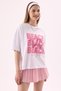 Crep Women's Beach Text Printed Crew Neck Short Sleeve T-Shirt – Oversize Fit 100% Cotton White - 2