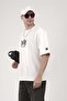 Crew Neck Oversize Fit Men's T-Shirt with Stone Logo Detail - 2