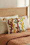 Buldan Handmade Cotton Woven Colorful Branch Patterned Punch Embroidered Tassel Cushion Cover 42X42 cm - 5