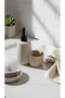 Polyresin Liquid Soap Dispenser & Sponge Holder Set - Modern Striped Design Kitchen Bathroom Organizer 19X15Cm Beige - 2