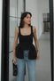 Women's Square Neck Strap Blouse with Pleated Front and Flounce Top - 3