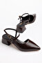 Women's Ballerina Flats with Straps and Belt, Open Back, Pointed Toe, 3 cm Heel - 2