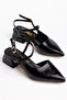 Women's Daily Ballet Flats with Open Back, Pointed Toe, Straps and 3 cm Heel - 2
