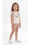 Floral Embossed Printed Combed Cotton Girls' Top and Bottom Set - 3