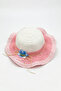 Girl's Dusty Pink Straw Hat with Bow and Flower Detail |   Summer Sunscreen Fedora - 6