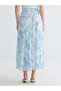 Vizyon New Season Elastic Waist Patterned Chiffon Pleated Skirt - 4