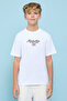 Typography Print T-Shirt with Crew Neck and Short Sleeves