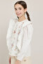Embroidered Top with Round Neck and Leg-Of-Mutton Sleeves - 4