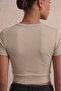 Double-Breasted Collar Tie Crop Blouse Short Sleeve Cotton Stretch Fabric Stylish Top - 4
