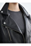 Nevavm Black Double-Breasted Collar Women's Leather Look Jacket with a Difference - S6M005Z8-Cvl - 3
