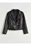 Nevavm Black Double-Breasted Collar Women's Leather Look Jacket with a Difference - S6M005Z8-Cvl - 6