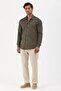 Khaki Regular Fit Comfortable Cut Viscose Cotton Shirt 4017-05
