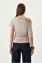 Women's Lona Waist-Slit Side Gathered Stone Knitted Blouse - 5