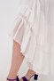 Women's Authentic Model Lined Italian White Special Design Raw Long Layered Skirt - 4