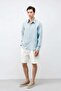 Baby Blue Modal Blend Striped Men's Shirt - 3