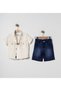 Boys' 3-Piece Shorts Set - 100% Cotton Premium Series Shirt and Denim Shorts - 4