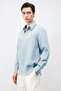 Baby Blue Modal Blend Striped Men's Shirt - 4