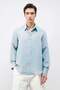 Baby Blue Modal Blend Striped Men's Shirt - 2