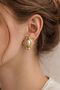 Gold Frame Pearl Detail Steel Vintage Earrings - 2